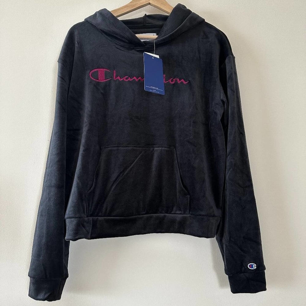 NWT Champion Sweatshirt M Hoodie Hooded Black Purple Grey